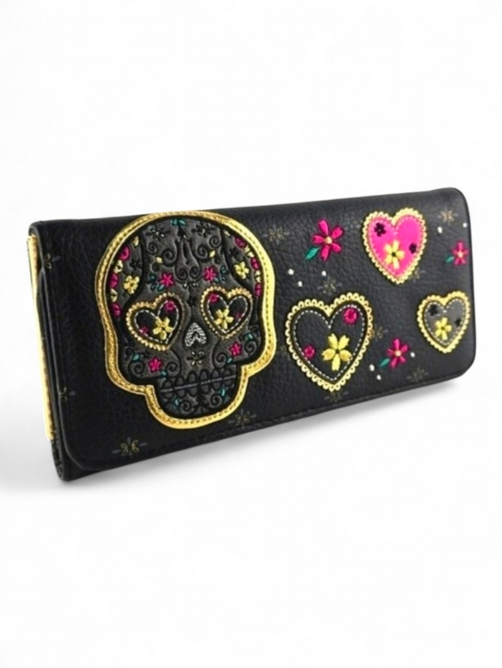 Loungefly Rare Sugar Skull Day Of The Dead Wallet Black Gold